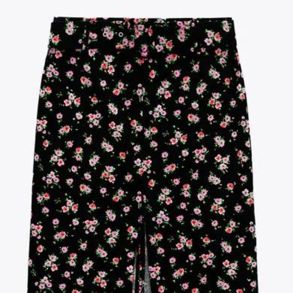 ZARA PRINTED LINEN BLEND SKIRT NWT - Picture 2 of 3